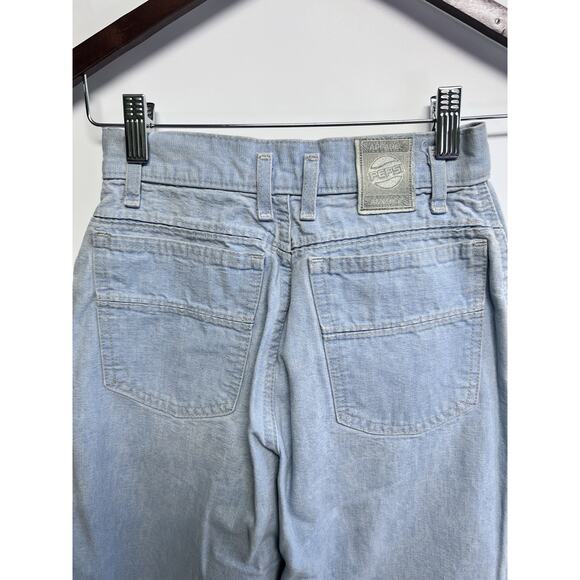 Vintage Pepsi Cola Womens Jeans 24x28 Made In USA Mom 80s Light Wash High Rise - Picture 7 of 15